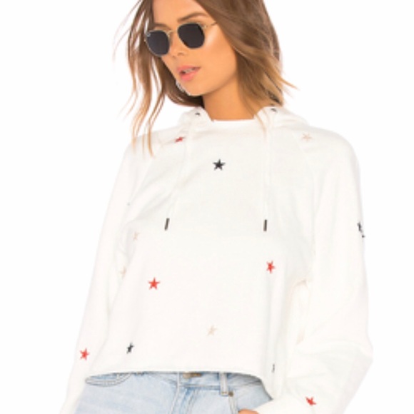 Pam & Gela Crop Hoodie w/ Embroidered Stars NWT PS - Picture 6 of 8